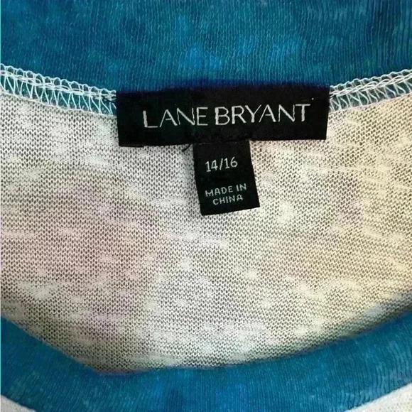 Lane Bryant Gradient Stripes Lightweight Sweater Tee Blouse Turquoise Sz 14/16 - Picture 6 of 6